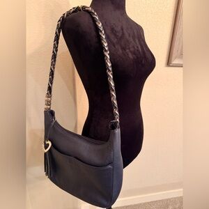 brighton barbados navy blue hobo tassel leather bag